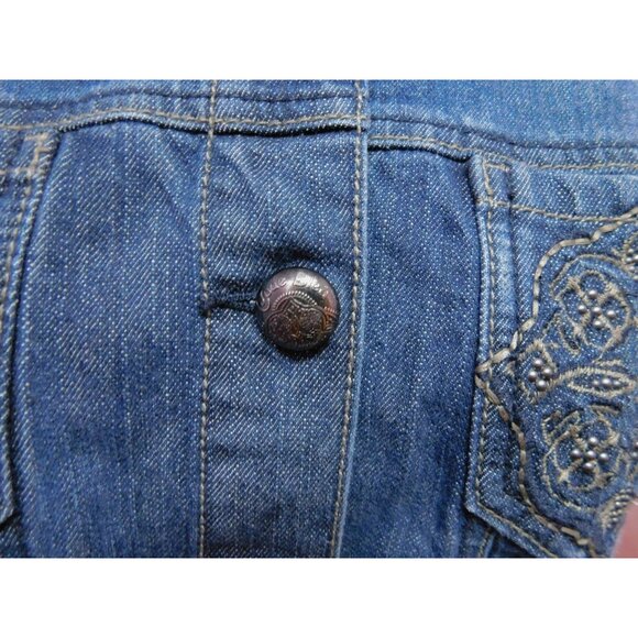 Vtg Code Bleu Womens Blue Denim Jacket Decorative Front Pockets Sz M - Picture 12 of 12